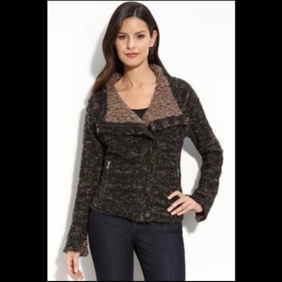 Anthro Curio NY Knit Wool Moto Jacket Coat - Picture 8 of 9